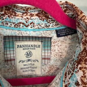 Panhandle Men's Casual Button Down Shirt - Brown and Blue